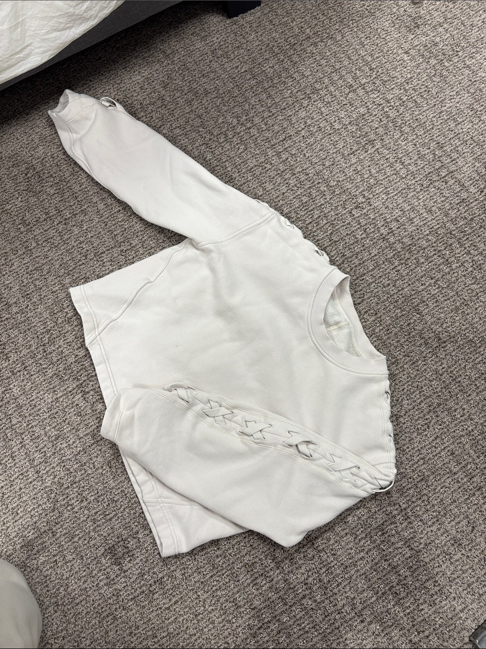 lululemon White Lace Sleeve Crew Sweatshirt